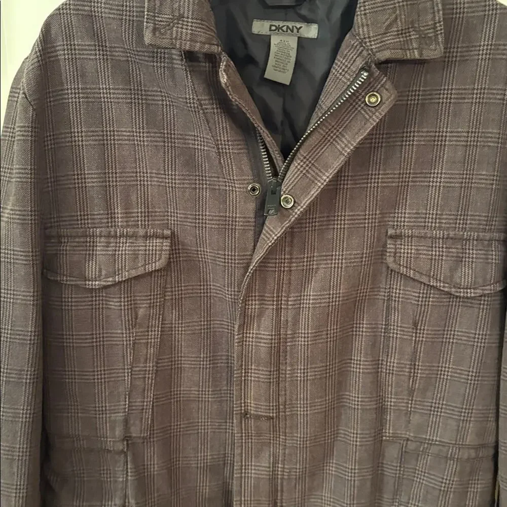 DKNY Men's Brown Utility Jacket Size 42R 100% Cotton